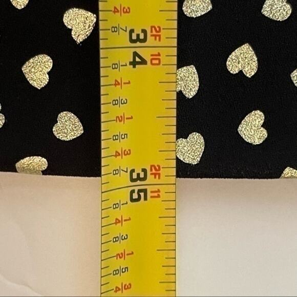 J Crew Black With Metallic Gold Hearts Date Night Party Dress NWOT Size 0 - Picture 10 of 11